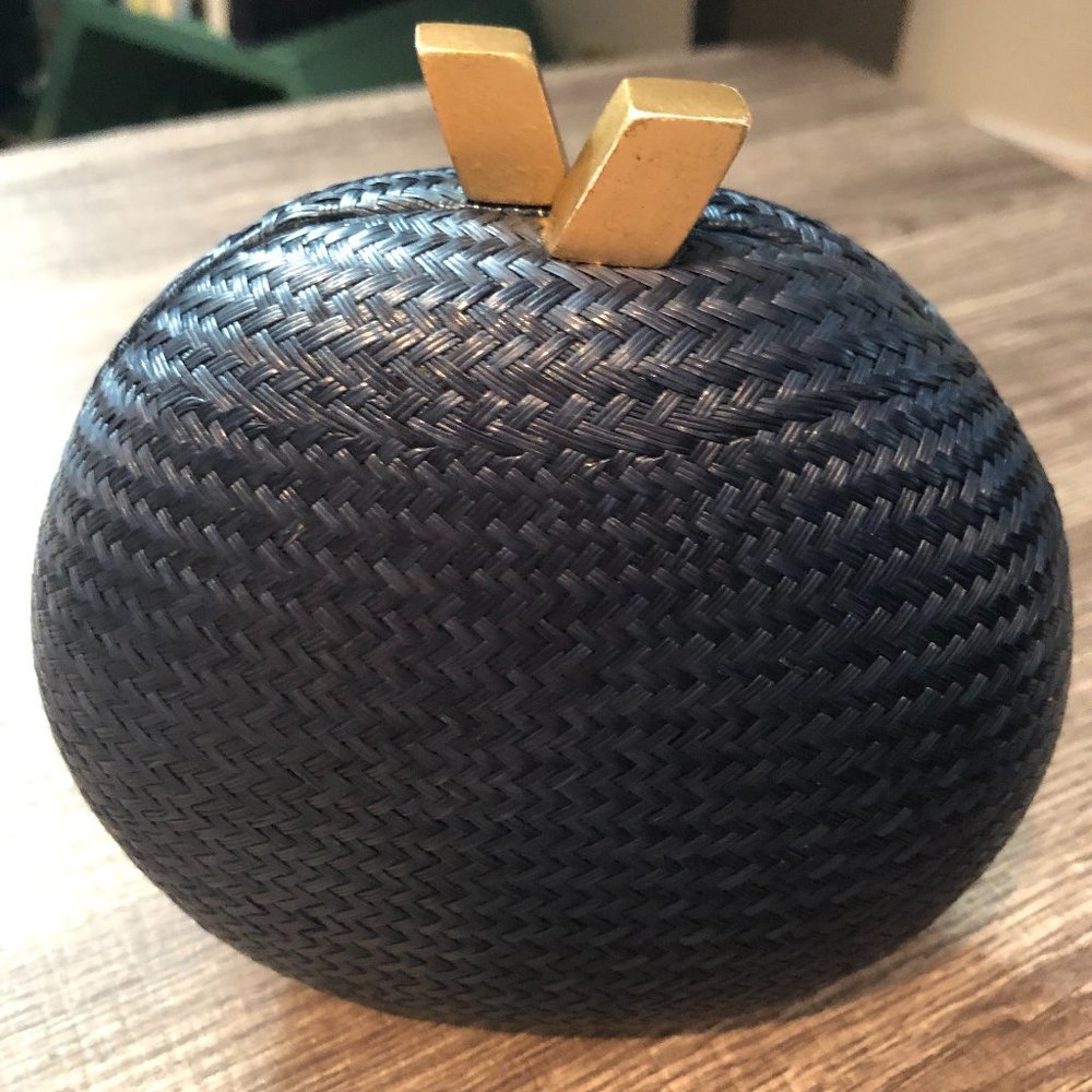Hoss Intropia Braided Straw Clutch in Navy Blue - Picture 4 of 15